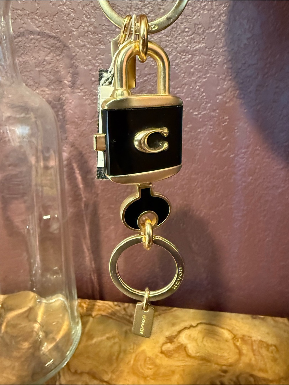 Coach Black and Gold Lock Charm Keyring - Picture 5 of 5